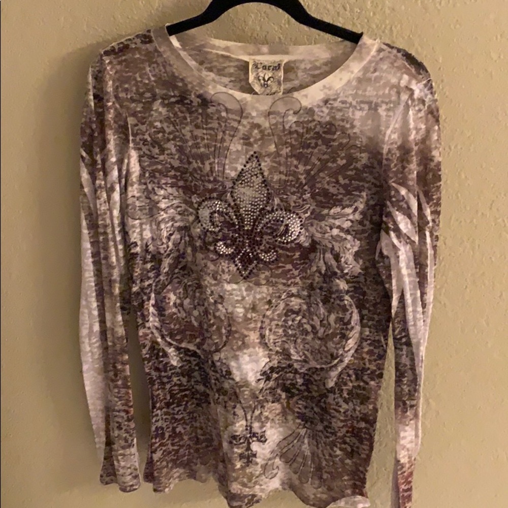 Vocal rhinestone burnout top Large